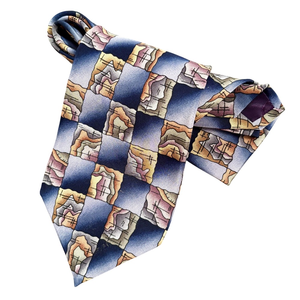 Retro Science Necktie Elevation Map Graphics Molecular Expressions Silk 80s Tie‎